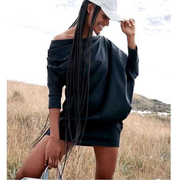 NEW Free People FP Beach MODERN MINI DRESS BLACK - Picture 1 of 5